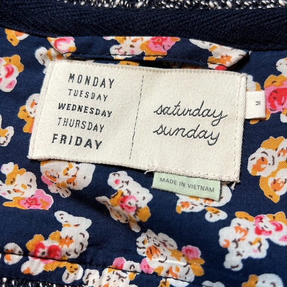 Anthropologie Saturday Sunday Navy Blue & Ivory Marled Moto Jacket - Picture 4 of 6